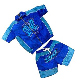 Custom Printing Two Piece <b>Zip</b> up Cargo <b>Shorts</b> and <b>Short</b> Sleeve Jacket Sets Polyester Nylon Windbreak <b>Shorts</b> Set Tracksuit <b>Men</b> - Product Image 1