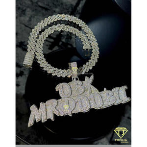 Luxury <b>Custom</b> Double Layer Moissanite Gold Plated Letter Pendant Personalized <b>Name</b> <b>Necklace</b> Hip Hop Jewelry - Product Image 6