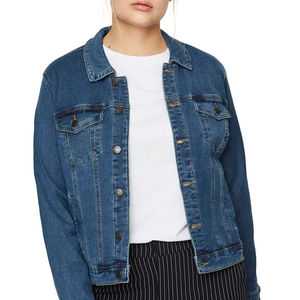 Women's <b>Customized</b> Logo Single Button Light-Weight <b>Denim</b> <b>Jacket</b> Solid Pattern Autumn Woven Breathable Eco-Friendly Windproof - Product Image 4