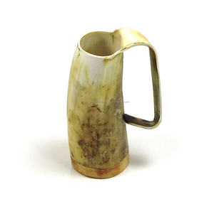 Tasse à bière de style viking tasse à café en corne de buffle tasse à bière en corne naturelle polie - Product Image 1