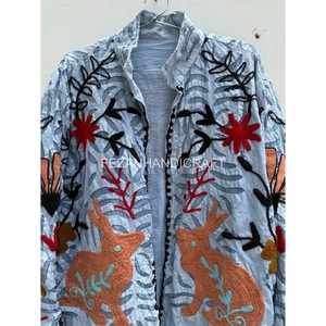 Chaqueta de Algodón con Bordado Floral y Apliques, Estilo Boho Chic, Chaqueta de Organdy, Venta al Por Mayor - Product Image 3