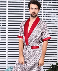 Wholesale <b>Men's</b> Knitted Summer Casual Long Sleeve Belted <b>Robe</b> Luxury Plus Size Spa Bathrobe Sleepwear - Product Image 4