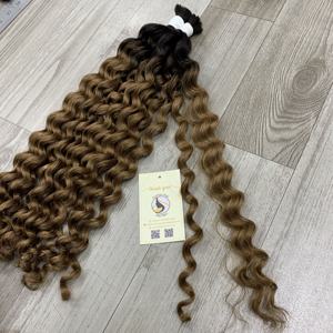 Nuevos productos Extensiones de cabello humano vietnamita a granel Ombre rizado profundo alineado con cutícula cruda de alta calidad - Product Image 3