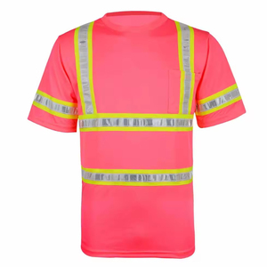 Camiseta de Seguridad para Hombre, Manga Corta, Cuello Redondo, Ropa de Trabajo Transpirable, Poliéster Tejido, Corte Regular, Color Sólido - Product Image 1