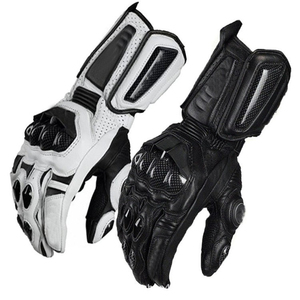 Guantes de Motocicleta de Cuero Rojo y Negro Transpirables con Protección Rígida en los Nudillos para Conducir en Verano - Product Image 6