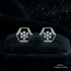 Boucles d'oreilles en or rose 14 carats avec diamants cultivés en laboratoire, 0,29 ct, diamants ronds EF VVS-VS, bijoux fins de luxe - Product Image 2