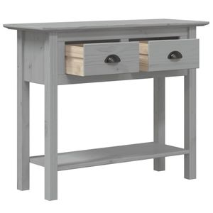 Table console en bois de pin massif gris moyen et bois d'ingénierie avec décoration intérieure unique en métal - Product Image 4