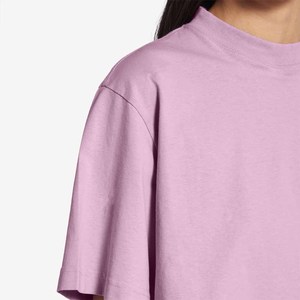 Women's <b>Pink</b> Crew Neck Short Sleeve <b>Crop</b> <b>Top</b> Knitted Solid Color Casual Loose Fit Spring Summer Style - Product Image 6