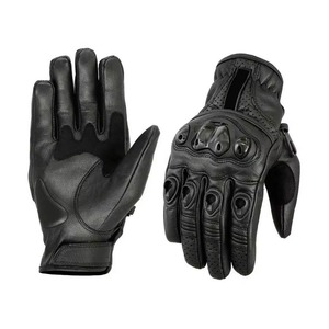 Guantes de Motocicleta de Cuero Negro para Hombre, Transpirables, para Todas las Estaciones, Diseño de Dedos Completos - Product Image 4