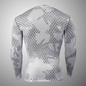 เสื้อรัดกล้ามเนื้อ Rash Guard ผ้าโพลีเอสเตอร์ 100% ระบายอากาศ แห้งเร็ว มีโลโก้ด้านหน้า เสื้อผ้าออกกำลังกาย MMA สำหรับผู้ชาย ขายส่ง OEM - Product Image 6