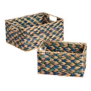 Juego de cesta tejida decorativa de jacinto de agua de mimbre, organizador de almacenamiento de jacinto de agua sostenible al por mayor - Product Image 1