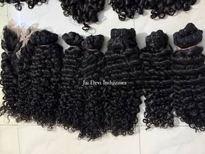 ผมอินเดียแท้แบบ Remy แบบม้วนเป็นลอน  แบบ Double Drawn  ต่อผมแบบ Machine Weft ผมแท้ 100% ไม่ผ่านการแปรรูป สีดำธรรมชาติ - Product Image 6
