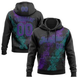 Sweat-shirt à capuche sportif noir et rose-vert à motifs, personnalisé et cousu sur mesure, vente en gros OMMIZ INDUSTRY - Product Image 2
