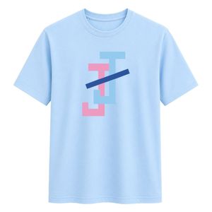 เสื้อยืดสีฟ้าอ่อน ผ้าฝ้าย คอกลม แขนสั้น เสื้อยืดแฟชั่นสำหรับทุกเพศ เสื้อผ้าแฟชั่นสวมใส่สบายทุกวัน ผ้าเนื้อนุ่ม แบบพื้นฐาน - Product Image 1