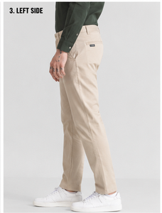 Pantalones Casuales de Lona de Algodón para Hombre, Corte Recto, Color Caqui, Cintura Media, Cierre de Botones, Frente Plano, Antiarrugas, Secado Rápido, Transpirables, para Verano - Product Image 4