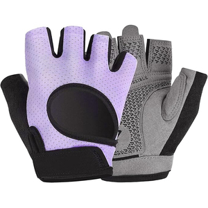 <b>Half</b> Finger Gym Fitness Gloves Pink Mesh Adjustable Wrist Strap Non <b>Slip</b> Breathable for Weight Lifting Training Unisex - Product Image 4