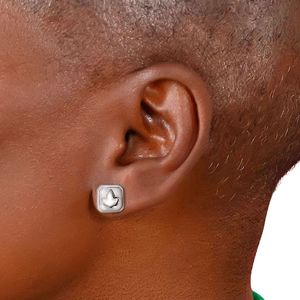 Boucles d'oreilles clous carrées en argent avec motif feuille en relief, style géométrique, élégantes, bijoux de mode pour femme, pour tous les jours et les soirées - Product Image 6
