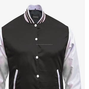 Chaqueta de satén 100% de alta calidad con logotipo personalizado al por mayor, chaqueta universitaria de satén negra impermeable - Product Image 3