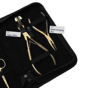 Juego de herramientas para extensiones de cabello doradas: Alicates para quitar microperlas, Alicates para extensiones de cinta, Agujas curvas, Pinzas para separar el cabello y Separador de cabello - Product Image 4