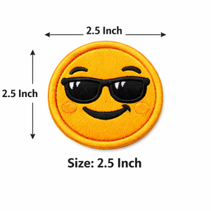 Lote de 100 parches bordados de cara sonriente con ceja elevada, 10 colores, termoadhesivos o para coser, para prendas y accesorios - Product Image 2
