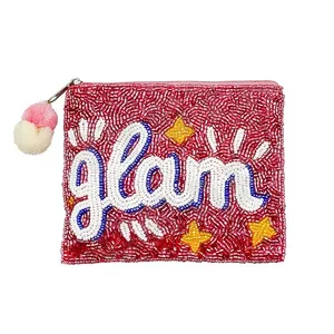 Pochette à monnaie Glam Portefeuille personnalisé en perles de rocaille Beau cadeau de maman-Design coeurs pour filles - Product Image 1