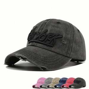 Gorra de Béisbol de 6 Paneles Bordada y Desgastada Personalizada al por Mayor, Estilo Dad Hat, Vintage, Deportiva, Formal, de Mezclilla Lavada, de Alta Calidad - Product Image 1