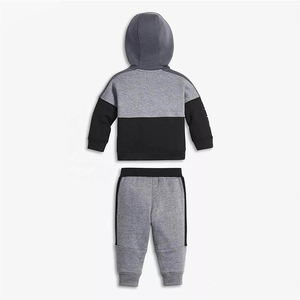 Conjunto de chándal con capucha para bebés, color gris y negro, sudadera con cremallera de manga larga, pantalones deportivos, conjunto informal de otoño - Product Image 5