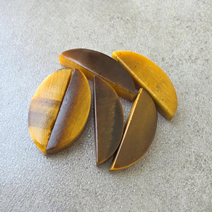 AAA Grade Natural Yellow Tiger Eye Cabochon Half <b>Moon</b> Shape Flat Back Calibrated Gemstone All Sizes Available - Product Image 5