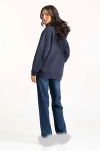 Sweat-shirt à col rond à manches longues de haute qualité OEM, à épaules tombantes, brodé, avec logo personnalisé, pull à capuche pour femmes - Product Image 2