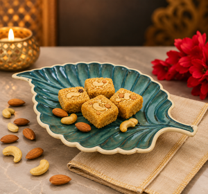 Elegant <b>Ceramic</b> Leaf Serving Platter for Snacks, Dry Fruits & Desserts Blue Leaf-Shaped <b>Ceramic</b> Snack <b>Plate</b> for Home & Dining - Product Image 4