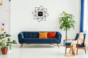 Horloge murale géométrique moderne en métal, horloge carrée 3D abstraite, horloge design noire, art mural décoratif contemporain pour salon, bureau - Product Image 2