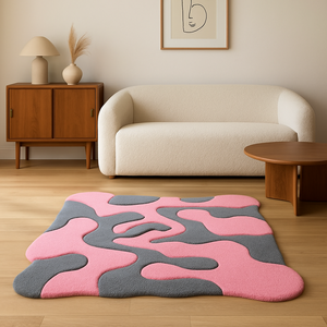 Luxury Handmade <b>pink</b> and grey color combo child friendly soft wool for home and office decor - Product Image 2