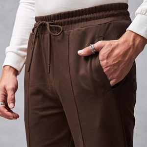 2026 Men's Cotton Sweatpants Elastic Waist Casual Loose Fit With Side Pockets Dark <b>Brown</b> Autumn Wear <b>Jogger</b> Pants For sale - Product Image 5