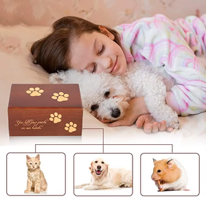 Wood Small Animal Ash Urn Square Pet Keepsake Casket Biodegradable <b>Memorial</b> <b>Box</b> Paw Print for Pet - Product Image 3