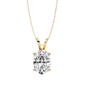 Pendentif solitaire en diamant de laboratoire ovale 2,5 carats, or massif 18 carats, bijoux fins pour femme, chaîne assortie incluse - Product Image 1