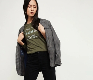Sudadera de Cuello Redondo Verde Oliva para Mujer, Diseño de Letras con Lentejuelas y Estampado Metálico, Ropa Casual de Otoño - Product Image 1