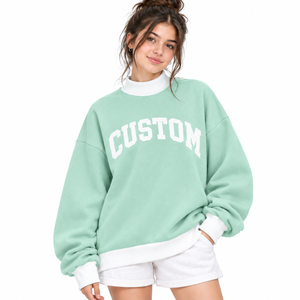 Oversized Women’s Mock Neck <b>Lounge</b> <b>Set</b> Loose Fit Sweatshirt and Shorts Casual <b>Two</b> <b>Piece</b> Clothing Relaxed Comfortable - Product Image 3