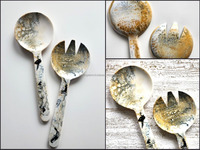 Cuillère à salade artisanale en résine, couverts de mariage, style indien moderne, écologique, couleur personnalisée, taille sur mesure, cuillère à dîner artisanale