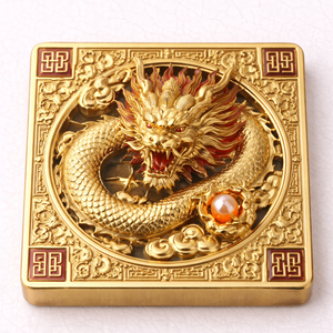 ของที่ระลึกตรุษจีน เหรียญกลมลายมังกรชุบทองสังกะสีแบบกำหนดเอง - ดีไซน์สมัยใหม่เลียนแบบโบราณ - Product Image 6