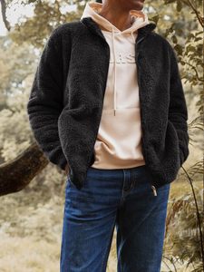 Custom Mens <b>Sherpa</b> <b>Fleece</b> Hooded Windproof Jacket Soft Teddy Outerwear Warm Winter Casual Coat with Front Clothing Brands - Product Image 2