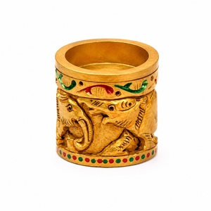 Handcrafted Wooden <b>Elephant</b> Candle Stand | Traditional Hand-Painted Thanksgiving Home <b>Decor</b> From Rajasthan - Product Image 2