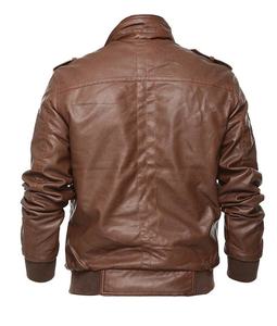 Quality Genuine <b>Leather</b> Men's <b>Winter</b> <b>Jacket</b> Pakistan Made Casual Style Breathable Stand Collar Polyester Lining 340g Fabric - Product Image 4