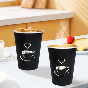 Confezione da 50 Bicchieri di Carta Neri da 350ml con Coperchio, Contenitori Antigoccia per Bevande Calde o Fredde - Product Image 2