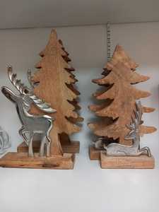 Porte-bougie renne en bois et métal avec support pour bougie chauffe-plat en métal, décoration de table rustique de Noël, objets décoratifs pour la maison - Product Image 5