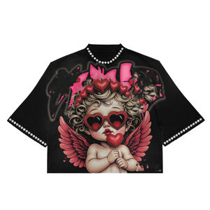 Camiseta Distressed Nueva 2025, Estilo Vintage, 100% Algodón, Camiseta Corta con Estampado Gráfico y Pedrería, Camiseta de Manga Corta para Hombre - Product Image 1