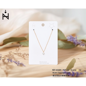 Collana in Acciaio Inossidabile Acero Diamond con Ciondolo in Strass 12mm, Elegante Gioiello da Donna - Product Image 3