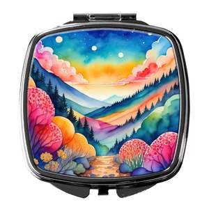 Colorful Brunia Compact Travel <b>Makeup</b> <b>Mirror</b> Handheld Folding Pocket for Women and Girls Gift - Product Image 1