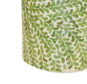 Green Leaf Vine Pattern Cylinder <b>Stools</b> Mother of Pearl Handcrafted Mosaic <b>Small</b> Side Table Living Room Bedroom Decor Use - Product Image 3