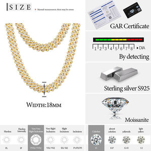 Unisex 925 Sterling Silver Moissanite Cuban Link <b>Chain</b> <b>Necklace</b> Round Brilliant Cut Geometric Hiphop Jewelry Customized Size - Product Image 6