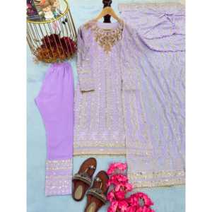 Conjunto de Fiesta 2XL con Top, Pantalón y Dupatta con Bordado de Lentejuelas - Product Image 5